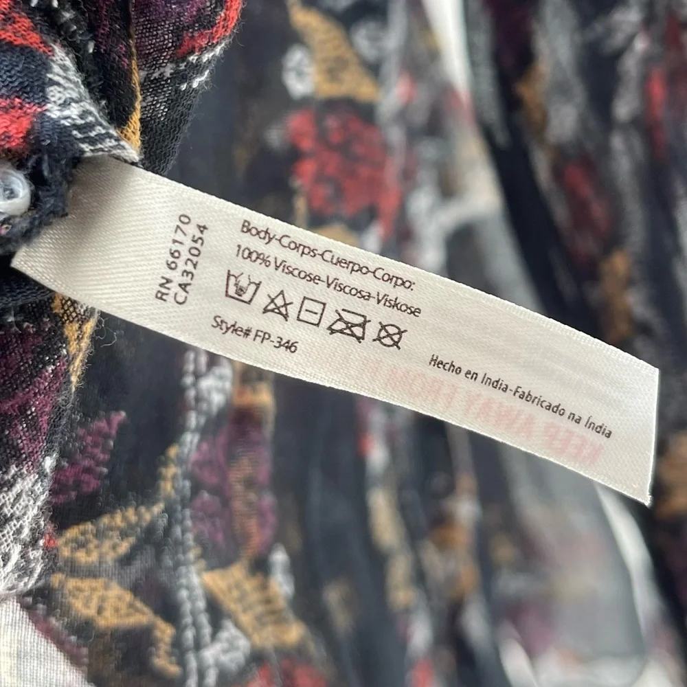 Free People One Oversized Button-Down Semi-Sheer Southwestern Printed Top